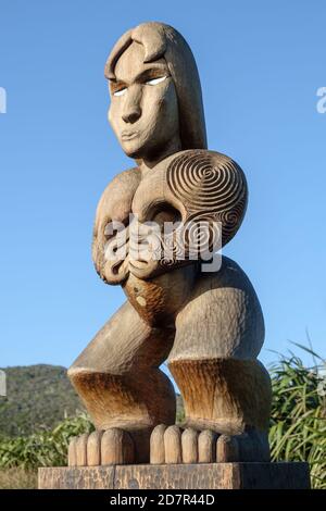 Traditional Maori design pattern on fence posts Rotorua New Zealand ...