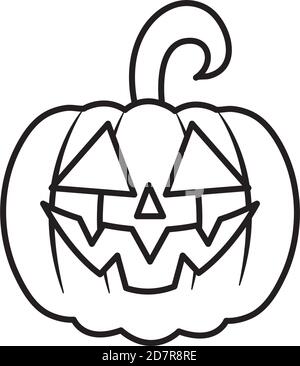 halloween pumpkin icon over white background, line style design, vector ...