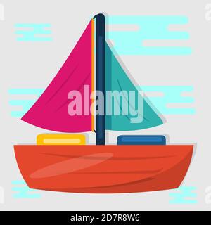 sailboat transportation vector illustration in flat style Stock Vector