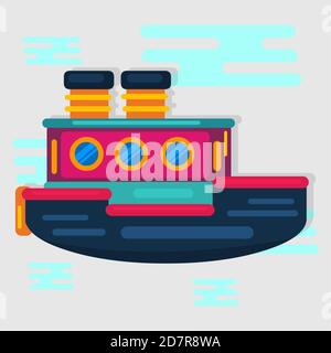 cruise ship transportation vector illustration in flat style Stock Vector