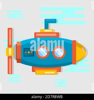 submarine transportation vector illustration in flat style Stock Vector
