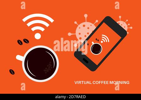 Virtual coffee morning vector illustration Stock Vector