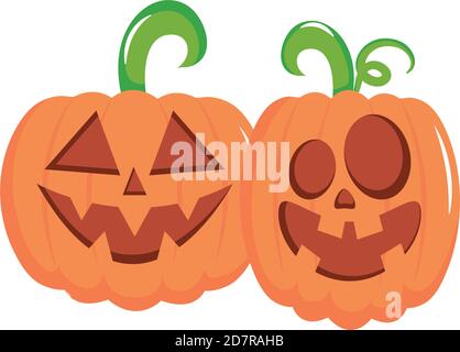 halloween pumpkins icon over white background, flat style, vector illustration Stock Vector