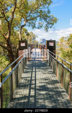 Entrance to the Lotterywest Federation Walkway Bridge in Kings Park, Perth, Western Australia, Australia Stock Photo