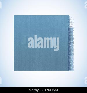 Vector realistic banner of jeans. Realistic denim banner with texture and fringe. Stock Vector