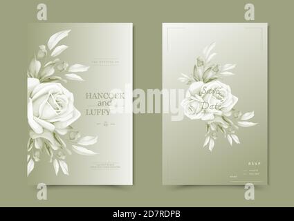 Beautiful background with watercolor floral wedding invitation card template. Stock Vector