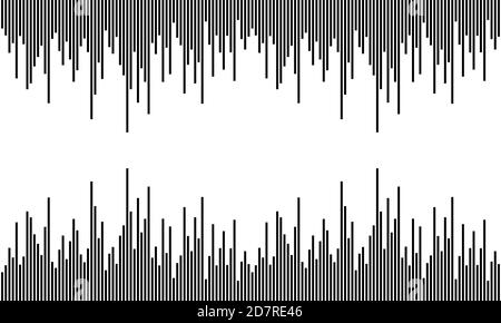 Earthquake Wave Low and hight richter scale with Circle Vibration on White background,audio wave diagram concept. Black vertical lines. Stock Photo