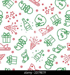 red and green light Christmas seamless pattern Stock Vector