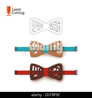 Laser cut bow-tie template. Vector silhouette for cutting a bow tie on a lathe made of wood, metal, plastic. The idea of design of a stylish accessory Stock Vector