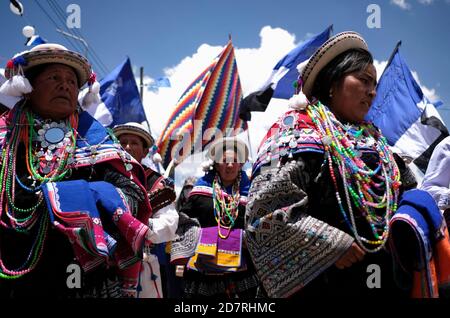 El Alto, Bolivia. 24th Oct, 2020. People take part in a celebration of the Movement Towards Socialism (MAS) party for the results in the general elections, in El Alto, Bolivia, on Oct. 24, 2020. The main challenge for the new Bolivian government headed by Luis Arce Catacora from the Movement Towards Socialism (MAS) party lies in reviving the country's economy, economists and political experts have said. Credit: Mateo Romay/Xinhua/Alamy Live News Stock Photo