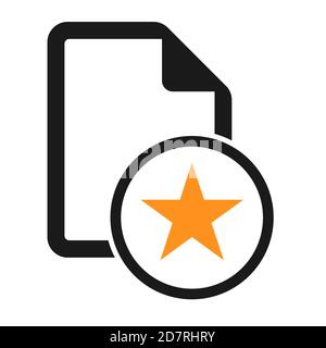 File flat icon with yellow star isolated on white background. Favourite file symbol vector illustration . Stock Vector