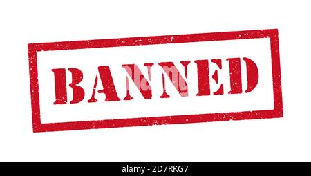 Vector illustration of the word Banned red ink stamp Stock Vector