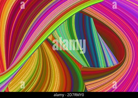 Illustration of multicolored overlapping twists and swirls. Abstract pattern.  Bright dynamic background with colorful wavy lines. Stock Photo