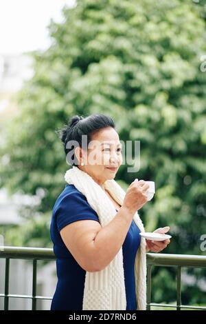 Woman drinking morning coffee Stock Photo