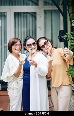 Senior women in taking selfie Stock Photo