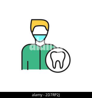 Dentist color line icon. Subject matter expert. Pictogram for web page, mobile app, promo. UI UX GUI design element. Editable stroke. Stock Photo