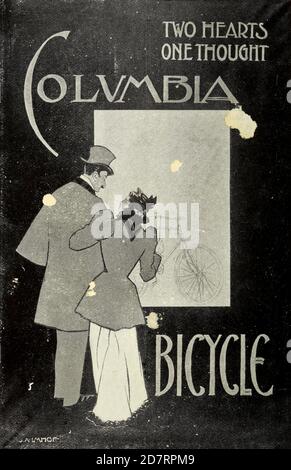 Exhibition of Columbia bicycle art poster designs by Pope Manufacturing Company, Boston in 1896. These posters were entered into a competition held by the bicycle manufacturer to find new ideas for adverts. First prize was 1 bicycle and 250$ in Cash. Second place was 1 bicycle and 50$ in Cash and 3rd place was 1 bicycle and 50$ in cash Stock Photo