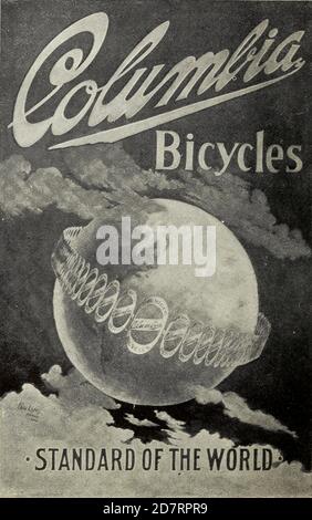 Exhibition of Columbia bicycle art poster designs by Pope Manufacturing Company, Boston in 1896. These posters were entered into a competition held by the bicycle manufacturer to find new ideas for adverts. First prize was 1 bicycle and 250$ in Cash. Second place was 1 bicycle and 50$ in Cash and 3rd place was 1 bicycle and 50$ in cash Stock Photo
