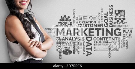 Digital Marketing Technology Solution for Online Business Concept - Graphic interface showing analytic diagram of online market promotion strategy on Stock Photo