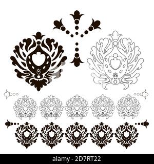 Vintage vector Set. Decorative design lace elements. Vector set of floral ornament elements in art deco style. Stock Vector