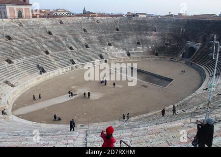 View from the top of the inside of arena of Verona Stock Photo