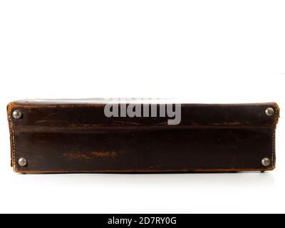 Isolated old vintage Suitcase on white Background Stock Photo