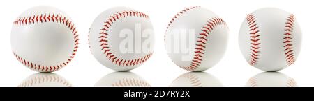 Isolated Baseballs on white Background - Panorama Stock Photo