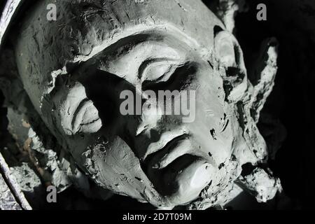 woman face sculpted from clay Stock Photo