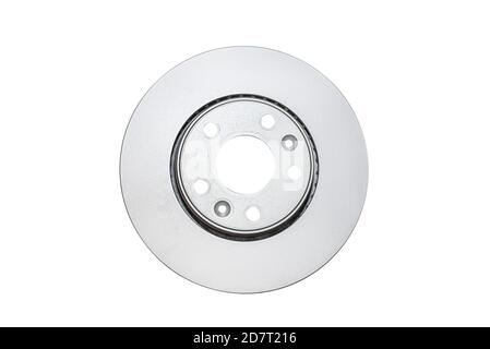 Front new brake disc with anti-corrosion coating, isolated on a white background with a clipping path. Stock Photo