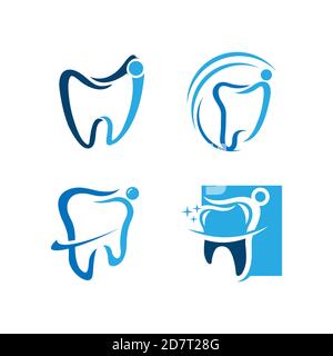 Dental care, prevention check up, stomatology services, smiling tooth, implant and crown, vector icon set, linear design Stock Vector
