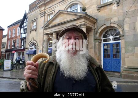 Ken 'The Beard' in Ludlow. Man with long white beard Britain Uk, 2020 Stock Photo