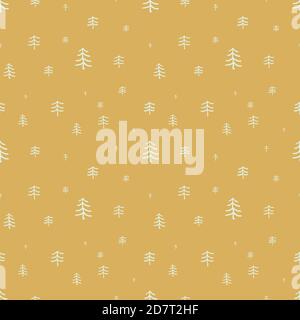 doodle conifer forest seamless vector pattern Stock Vector