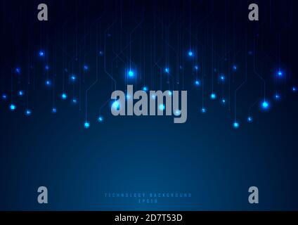Abstract technology futuristic concept line and node on blue background. Networking science. Dark with connecting dots and lines. Connection structure Stock Vector