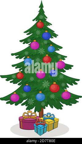 Christmas Tree and Gift Boxes Stock Vector
