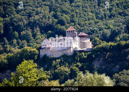 Vaduz, Liechtenstein, 16th August 2018:- Vaduz castle overlooking central Vaduz, home to the Prince of Liechtenstein Stock Photo