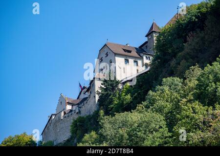 Vaduz, Liechtenstein, 16th August 2018:- Vaduz castle overlooking central Vaduz, home to the Prince of Liechtenstein Stock Photo