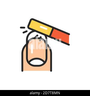 Sawing nails color line icon. Isolated vector element. Stock Vector