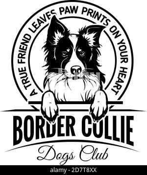 Border collie - badge, sticker, label, emblem. Element of design. Stock Vector