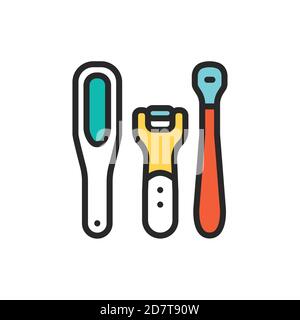 Pedicure instruments color line icon. Isolated vector element. Stock Vector