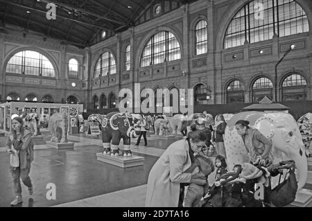 The «Elephant Parade Swiss Tour 2020» has been initiated by Claudia & Franco Knie from the Swiss National Circus and shown in London, Amsterdam, Calai Stock Photo