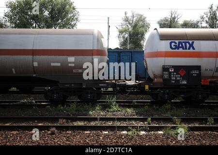 Czestochowa, Poland - 19 August 2019: GATX Rail Poland tank at the station. GATX Rail Poland Sp. z o.o. (GATXP) - Polish transport company. The compan Stock Photo