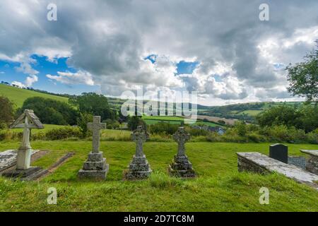 Viewpoint from St Mary's church across the battlefield of Pilleth Powys Wales UK. September 2020 Stock Photo