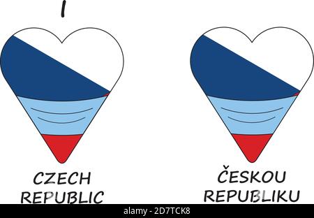 I Heart Czechia, I love Czechia Czech Republic, Heart shape with facemask Stock Vector