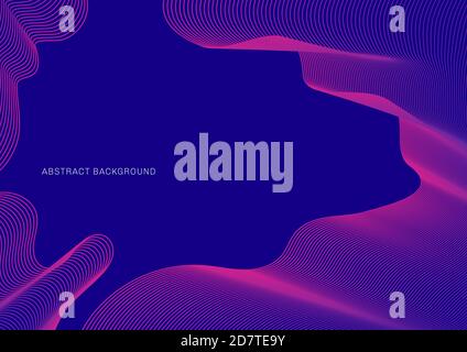 Abstract pink lines pattern ripple thin curves on blue background. Vector illustration Stock Vector