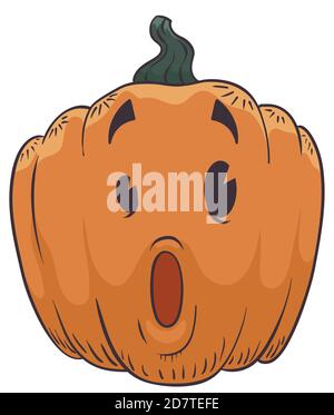 Pumpkin with surprised gesture in hand drawn and retro style, ready for Halloween season. Stock Vector