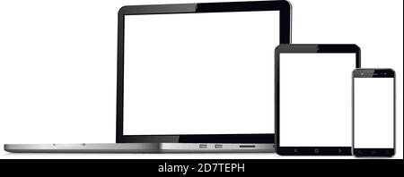 Phone tablet and laptop mock up Stock Vector