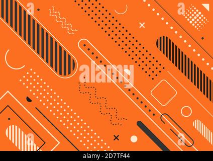 Modern template abstract geometric pattern flat design elements memphis style orange background. You can use for cover brochure, poster, banner web, f Stock Vector