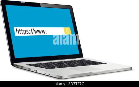 Browser window on laptop screen. Search concept. Vector illustration Stock Vector