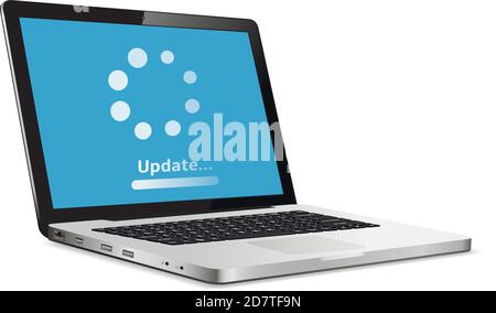 System software update concept. Loading process on laptop screen Stock Vector