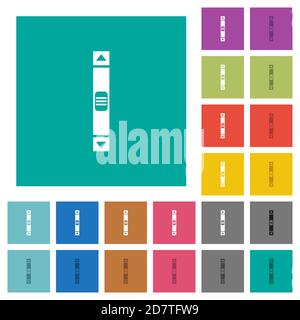Vertical scroll bar multi colored flat icons on plain square backgrounds. Included white and darker icon variations for hover or active effects. Stock Vector